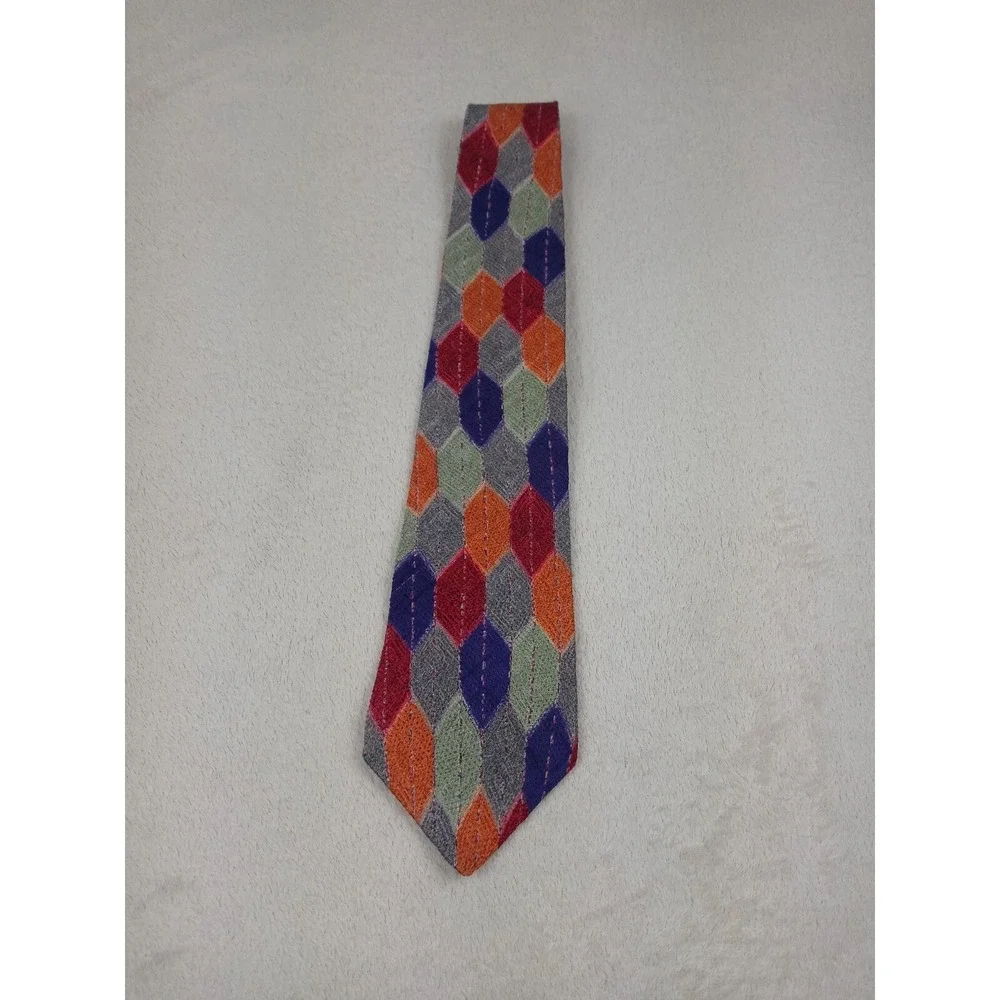 COOGI AUSTRALIA Men's 100% Silk‎ Necktie USA Designer Geometric Multi-Color EUC